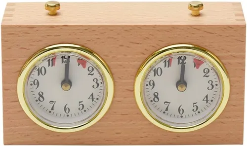 fayle Temporizador de reloj de ajedrez, juego de mesa analógico de madera de competencia herramientas de sincronización mecánica de alta precisión