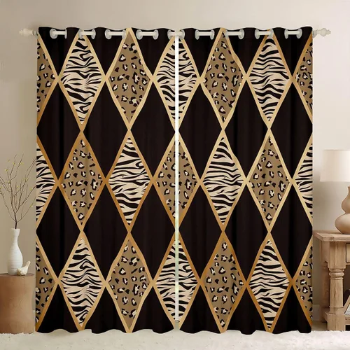 Cortinas opacas con estampado de animales de safari, guepardo, cebra, tigre, jirafa, leopardo, 104 pulgadas de ancho x 84 pulgadas de largo, color
