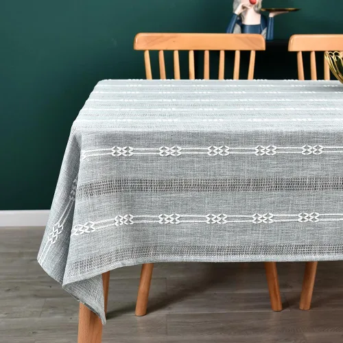 Miniatura 14 de Mantel de Algodón Resistente para Mesa Cuadrada Estilo Granja Vintage Mantel Lavable Cobertura de Mesa Rústica (Gris, 52''x52'')