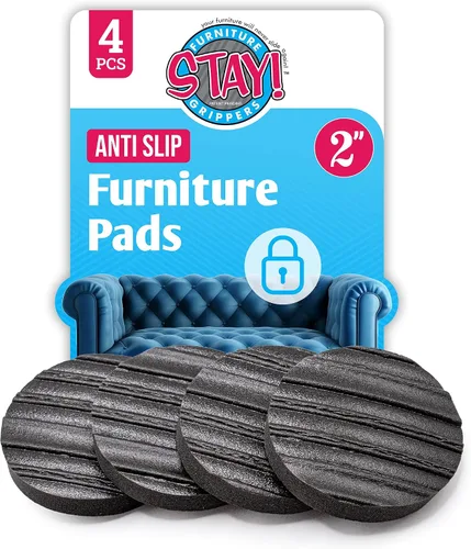 Stay Furniture Grippers. Evita que los muebles se deslicen en pisos de superficie dura. Almohadillas antideslizantes redondas y negras, que protegen