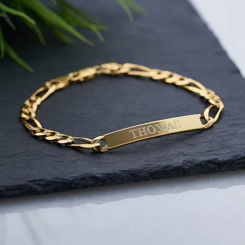 Miniatura 7 de MYKA - Pulsera de identificación personalizada para hombre en plata de ley 925chapado en oro joyería personalizada para él regalo para novio marido