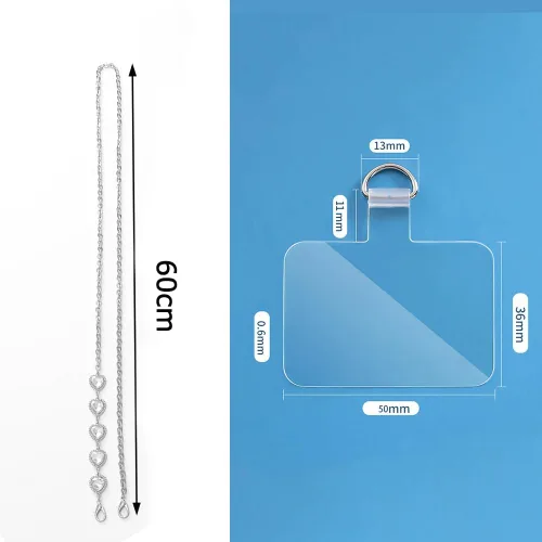 Miniatura 3 de Cadena Cruzada para Teléfono Celular Cordón para Teléfono, Correa Universal de Cuero + Metal para el Hombro con Parches de Sujeción para Teléfono (E)