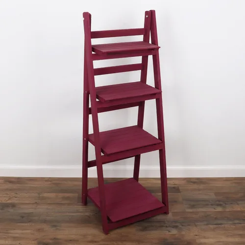 Miniatura 12 de Estante de escalera envejecido, estantería rústica inclinada para decoración del hogar (negro)