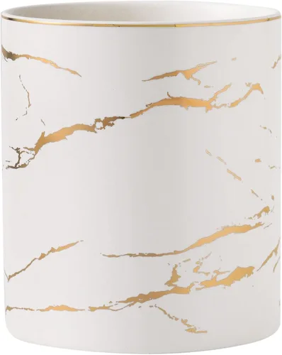 Soporte para utensilios de cocina de mármol de 7 pulgadas, organizador grande de utensilios de cocina, de mármol dorado y blanco, soporte para
