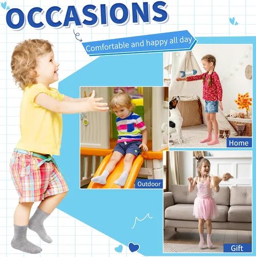 Miniatura 5 de Tphon Calcetines para Niños Pequeños, Calcetines Antideslizantes para Bebés para Niños y Niñas, 12 Pares de Calcetines para Niños Infantes de 6M-10