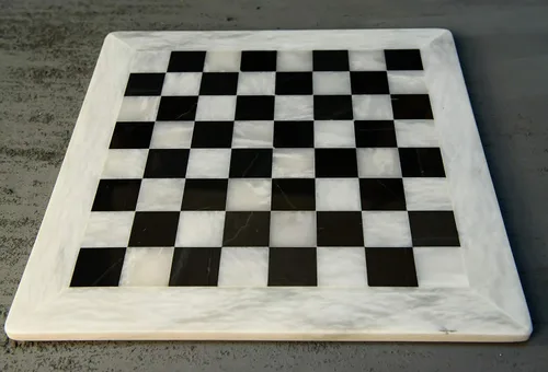 RADICALn Tablero de ajedrez blanco y negro hecho a mano de mármol de 15 pulgadas 2-Blanco y negro