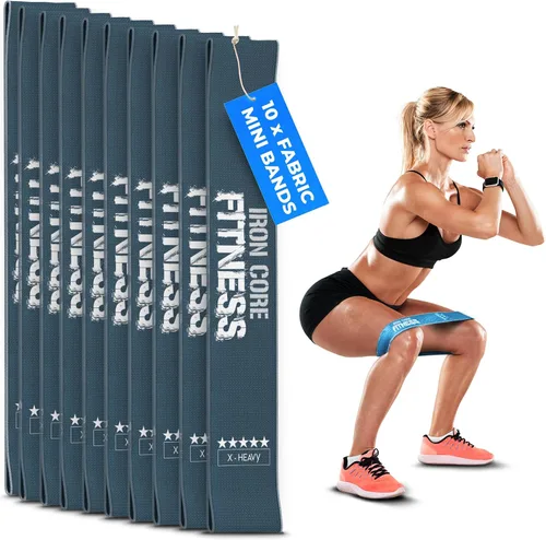 Miniatura 10 de Fabric Mini Resistance Bands Sets for Trainers, Bootcamp, Gym for Men and Women in Fun Colors - Ebook, Videos and Workout Chart Included by Iron