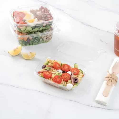 Miniatura 9 de Restaurantware Tamper Tek - Contenedores para llevar de 8 onzas, 100 recipientes a prueba de manipulaciones, tapa con bisagras, recipientes