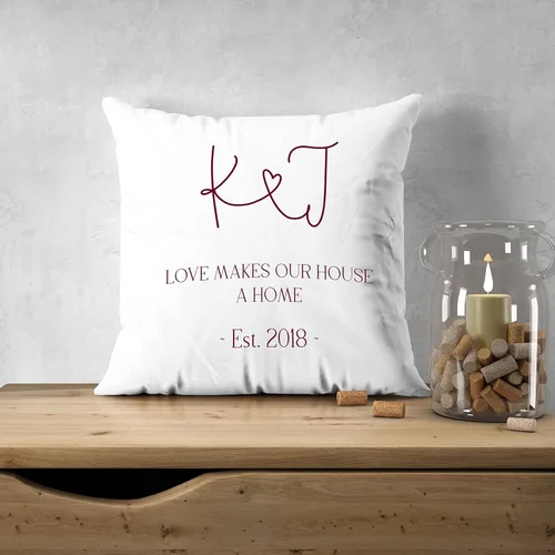 Miniatura 3 de sockprints Personalized Pillow Case Cover 18x18 - Throw Pillow Covers - Custom Monogram Accent Pillow - Pillow Covers with Names - Love Makes Our