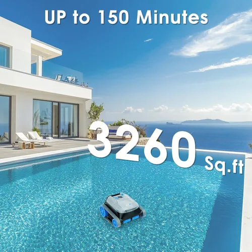 Miniatura 6 de NIXBOT QP5 - Limpiador robótico de piscina, aspiradora inalámbrica para piscinas enterradas, sistema de turbina de doble motor, aspiradora robótica