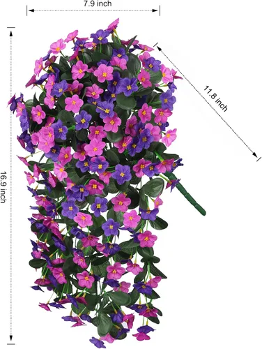 Miniatura 4 de Flores Artificiales Falsas Colgantes Plantas para Decoración de Exterior Invierno Verano, 2PCS Flores de Margarita de Seda Sintética de Aspecto Real