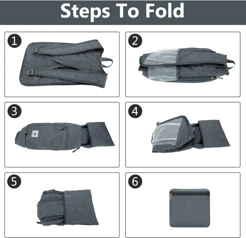 Miniatura 5 de Esup Mochila de senderismo ligera de 15 litros plegable pequeña mochila de viaje plegable mochila de campamento para mujeres y hombres (gris oscuro)