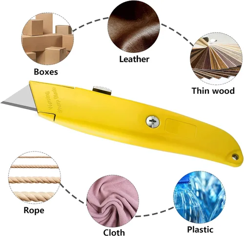 Miniatura 3 de DIYSELF Paquete de 2 cortadores retráctiles con 10 hojas de cuchillo utilitario, cuchillas afiladas de acero SK5, cortadores de caja para cartón