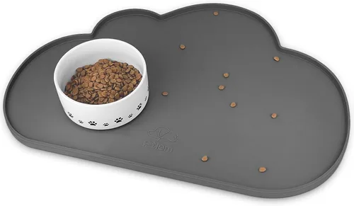 Miniatura 11 de Ptlom - Alfombrilla de silicona para alimentación de mascotas para perros y gatos, alfombrilla para comedero con bordes altos, antideslizante, Beige