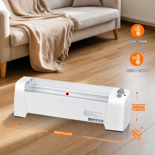 Miniatura 3 de BEYOND HEAT Calentador eléctrico de zócalo, calentador de convección de 1500W con termostato ajustable y protección contra sobrecalentamiento