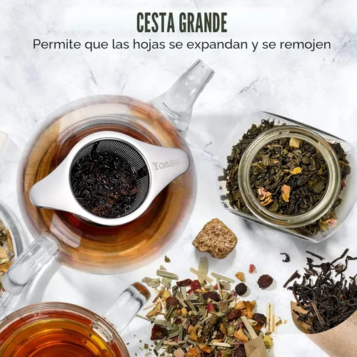 Miniatura 2 de Infusor de té de malla extra fina de acero inoxidable 18/8 con gran capacidad y tamaño perfecto con asas dobles para colgar en teteras, tazas