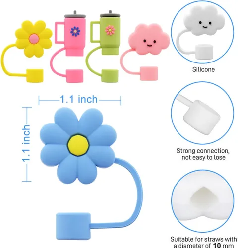 Miniatura 3 de Tapa con pajita para vaso Stanley, tapa de pajita de silicona de 10 mm 0.4 pulgadas, tapas reutilizables para pajitas, cubiertas de punta de pajita