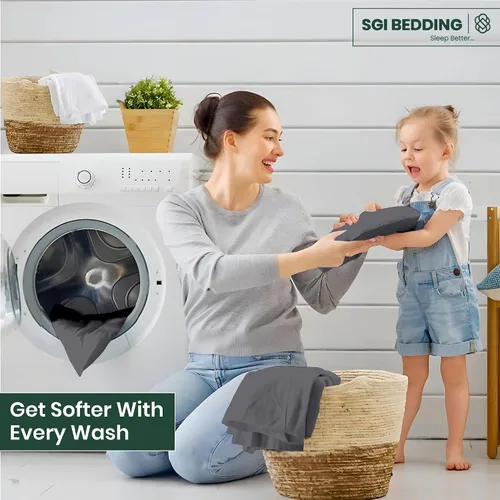 Miniatura 7 de SGI bedding Juego de sábanas tamaño matrimonial de lujo de 4 piezas, 100% viscosa de bambú cultivada orgánicamente, ultra suave, refrescante