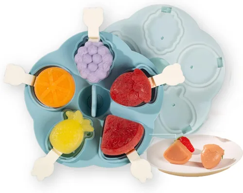 Miniatura 11 de Moldes de paletas de 5 piezas, lindas bandejas de paletas con formas de frutas, molde de silicona sin BPA para helados para congelador, hecho
