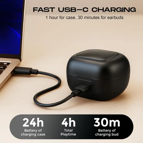 Miniatura 6 de Mini auriculares invisibles para trabajar y dormir, auriculares ocultos de perfil bajo con pantalla LED, sonido estéreo, auriculares más pequeños