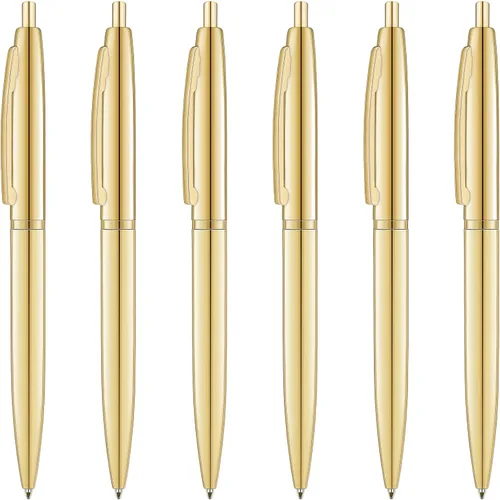Miniatura 6 de Unibene Paquete de 6 bolígrafos negros y dorados, tinta negra de punta media de 0.039 pulgadas con 6 recambios de acero inoxidable para negocios