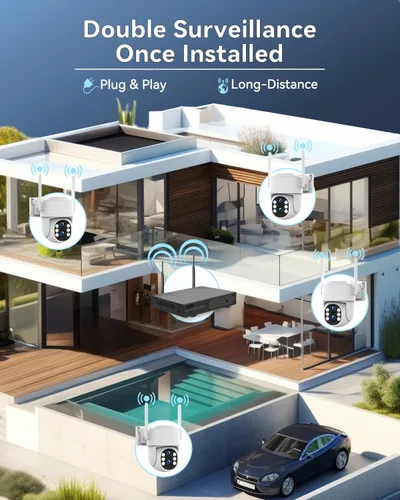 Miniatura 9 de Sistema de cámara de seguridad inalámbrica para exteriores: lente dual 6MP 10X Zoom híbrido Auto-Track PTZ 4PCS 4K 10CH DVR con 1TB HDD