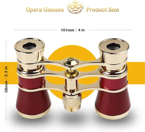 Miniatura 3 de Gafas de ópera de 3 x 25 pulgadas, mini binoculares compactos, ligeros, con cadena para adultos, niños, mujeres, en concierto musical