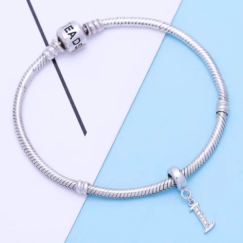 Miniatura 4 de SoulBeads - Colgantes de plata fina 0,925 de letra inicial, alfabeto A-Z. Dije con cristales compatibles con brazaletes europeos