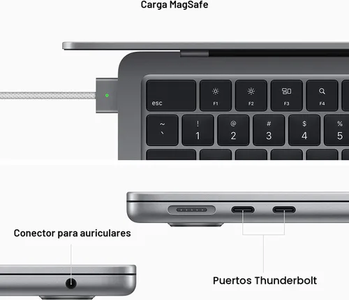 Miniatura 6 de Apple MacBook Air 2022 con chip Apple M2, 13 pulgadas, 8 GB de RAM, almacenamiento SSD de 256 GB, gris espacial (renovado)