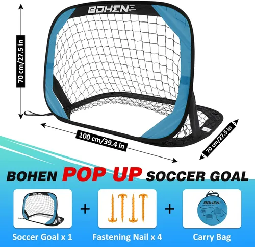 Miniatura 2 de BOHEN Porterías de fútbol desplegables para niños, red de fútbol portátil plegable para exteriores, interiores, patio trasero y playa