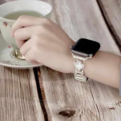 Miniatura 5 de Correa de cuero compatible con Apple Watch para mujeres de 38 mm, 40 mm, 41 mm, 42 mm, Series 10, 9, 8, SE, 7, 6, 5, 4, 3, 2, 1 1 Starlight/Starlight