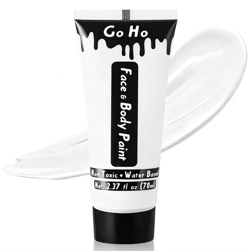 Go Ho Pintura corporal profesional de payaso blanca lavable (2.37 oz/pieza), pintura corporal blanca crema a base de agua, disfraces de Halloween,