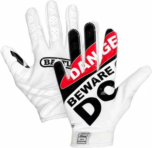 Miniatura 14 de Battle Sports - Guantes de fútbol americano para receptor abierto con dorso de mano, ultraadherentes y con agarre, antideslizantes, para adultos
