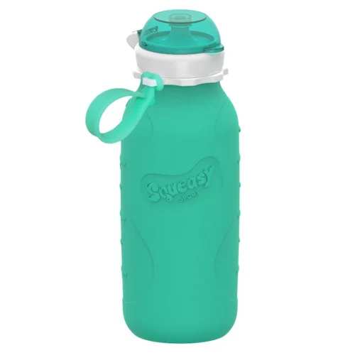 Miniatura 25 de Aqua 3.5 oz Squeasy Snacker - Bolsa de comida reutilizable de silicona a prueba de derrames - para alimentos blandos y líquidos - Agua, salsa