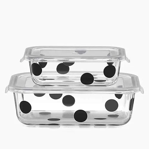 kate spade new york Deco Dot - Juego rectangular de almacenamiento de alimentos (2 piezas)