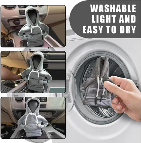 Miniatura 5 de Capucha para palanca de cambios de coche, funda de pomo de palanca de cambios a la moda, mini capucha para cambio automático, accesorios de Gris