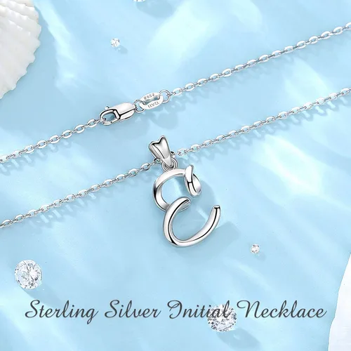 Miniatura 23 de EUDORA Collares de plata esterlina con inicial para mujer, regalos clásicos de 26 letras sin cuello para niñas, hermana, madre hija, cadena de 18