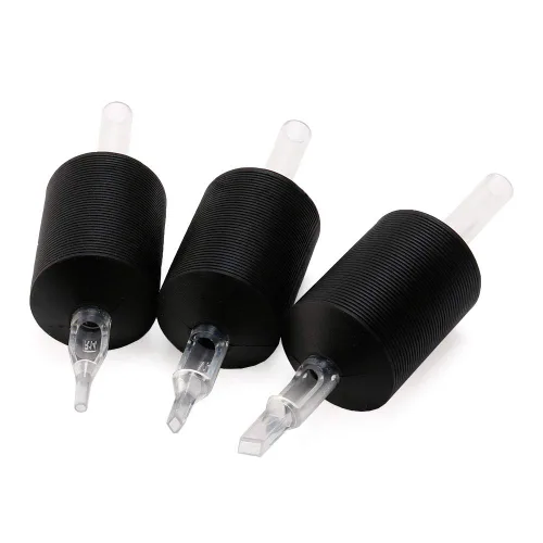 Miniatura 6 de VORTEX - Empuñaduras de tubo desechables de silicona suave de 1.25 pulgadas, color negro, con puntas largas transparentes, 15 unidades (7D)