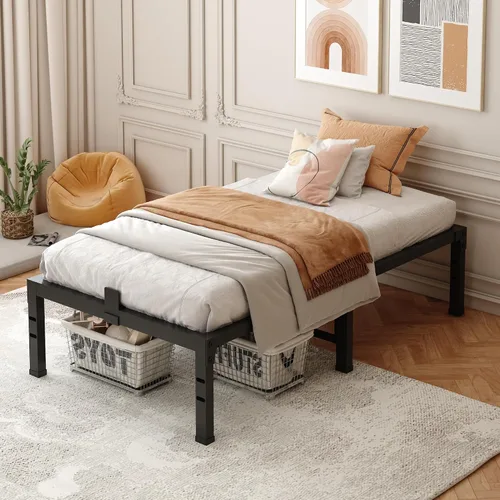 Miniatura 7 de FUIOBYVV Marcos de Cama Individual, Marco de Cama de Plataforma de Metal Resistente de 18 Pulgadas Tamaño Individual Soporta Hasta 3500 Libras, No