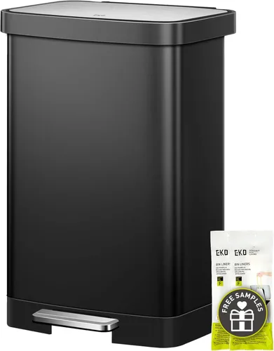 Miniatura 12 de EKO Hudson - Bote de basura de acero inoxidable mate de 50 litros/13.2 galones con compartimento de almacenamiento trasero