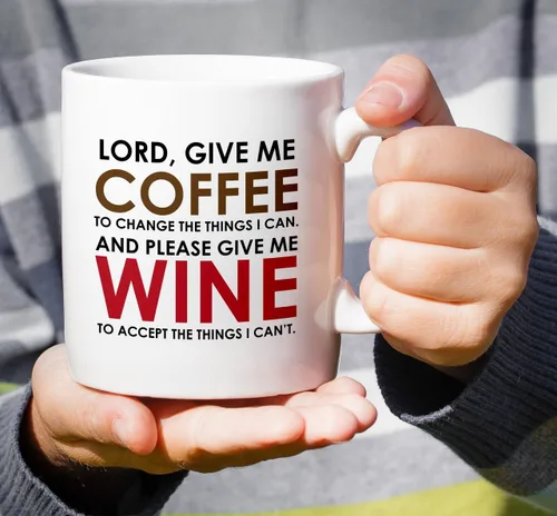 Miniatura 4 de Retreez Taza divertida – Lord, Give Me Coffee and Please Give Me Wine - Tazas de café de cerámica de 11 onzas – Divertido, sarcasmo, sarcástico