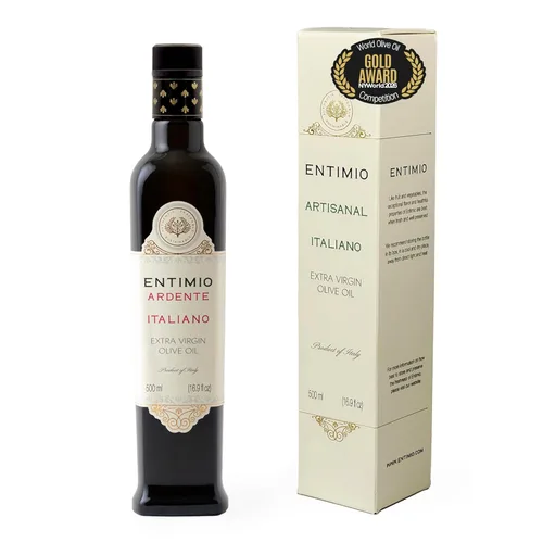 Entimio Ardente Aceite de oliva virgen extra italiano orgánico de Italia, más de 600 mg/kg alto en polifenoles, ganador del oro 2025, evoo de