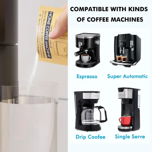 Miniatura 4 de Solución de polvo descalcificante (4 usos) elimina la incrustación y la acumulación, cafeteras automáticas y descalcificadoras de café expreso