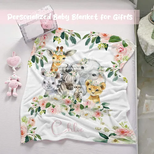Miniatura 2 de Manta de bebé personalizada para niñas y niños, manta de bebé personalizada con nombre, mantas de regalo personalizadas súper suaves para niños