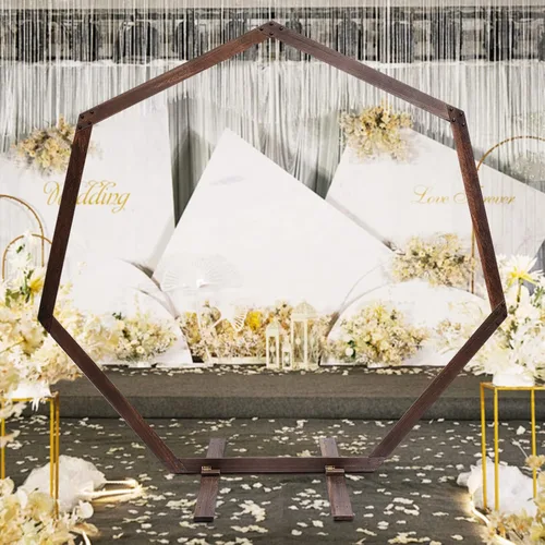 Miniatura 5 de Arcos de boda de madera para ceremonia, soporte de telón de fondo de arco de boda de 7.2 pies, soporte de arco de globo para ceremonia de boda