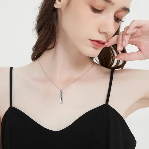 Miniatura 118 de Collar con colgante de urna de cenizas de cremación y árbol de la vida para mujer, plata de ley US1