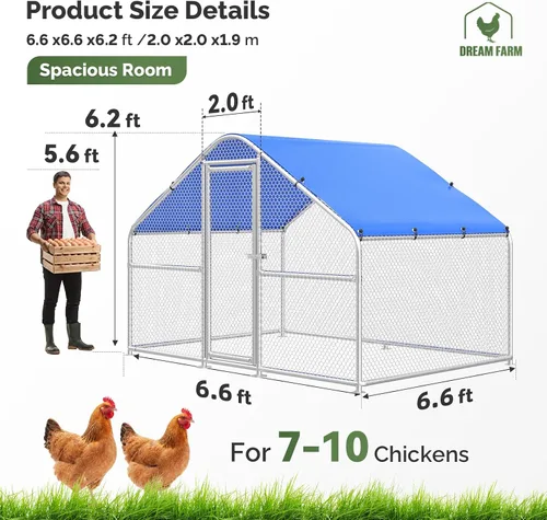 Miniatura 6 de Sino Luban Gallinero grande de metal para 10 pollos/patos, corridos de pollo para patio con cubierta impermeable, recinto de pollo al aire libre