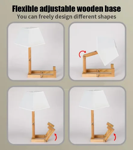 Miniatura 3 de Bonita lámpara de escritorio, lámparas de mesa de robot regulables, lámparas de noche de madera para dormitorio, estudio, oficina, sala de estar