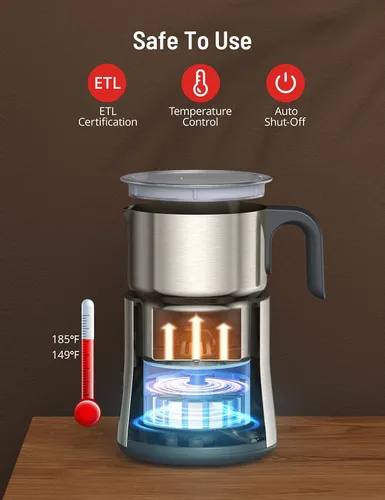 Miniatura 7 de PARIS RHÔNE - Espumador de leche y vaporizador de leche, desmontable 4 en 1, máquina de chocolate caliente de 16.9 fl oz y calentador de leche