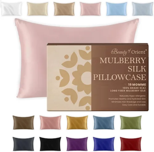 Miniatura 15 de Beauty of Orient. Funda de almohada 100 % de seda pura de morera para cabello y piel. 19 Momme ambos lados, cierre oculto. Funda de almohada